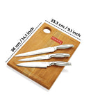 Stainless Steel Sharp Kitchen knife Set of 4|Chef, Paring, Carving Knife & Rect Chopping Board