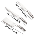 Stainless Steel Sharp Kitchen knife Set of 4|Chef, Carving, Chopper Knife & Rect Chopping Board