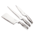 Stainless Steel Sharp Kitchen knife Set of 4|Chef, Carving, Chopper Knife & Rect Chopping Board