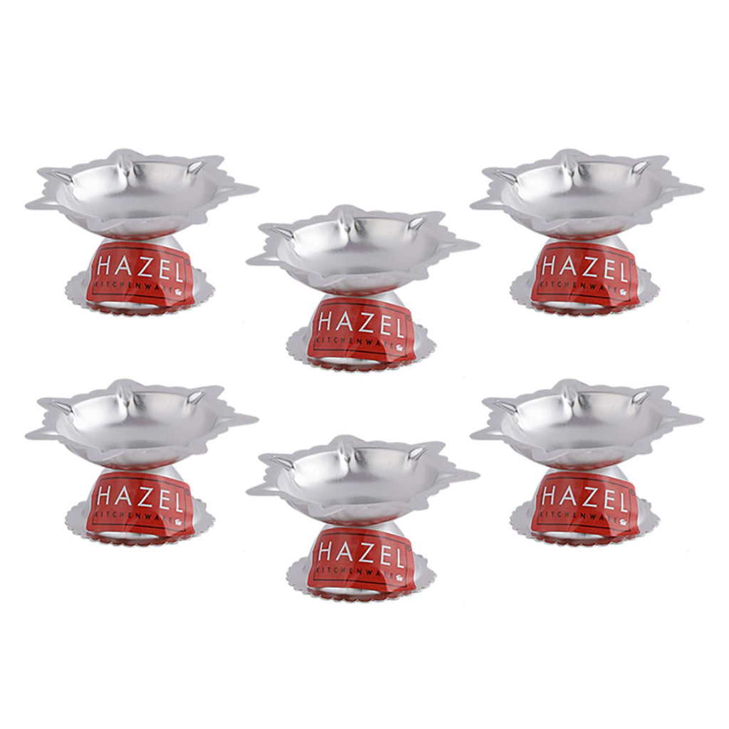 Saptawati Diya Set, Stainless Steel Pooja Deepak, 7 Wati Oil Lamp, (5 x 3 cm), Set of 6