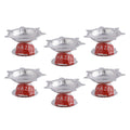 Saptawati Diya Set, Stainless Steel Pooja Deepak, 7 Wati Oil Lamp, (5 x 3 cm), Set of 6