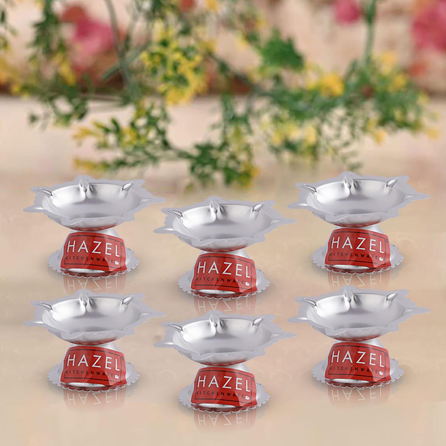 Saptawati Diya Set, Stainless Steel Pooja Deepak, 7 Wati Oil Lamp, (5 x 3 cm), Set of 6