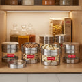 Stainless Steel Transparent Container Set of 6, 350ML Each