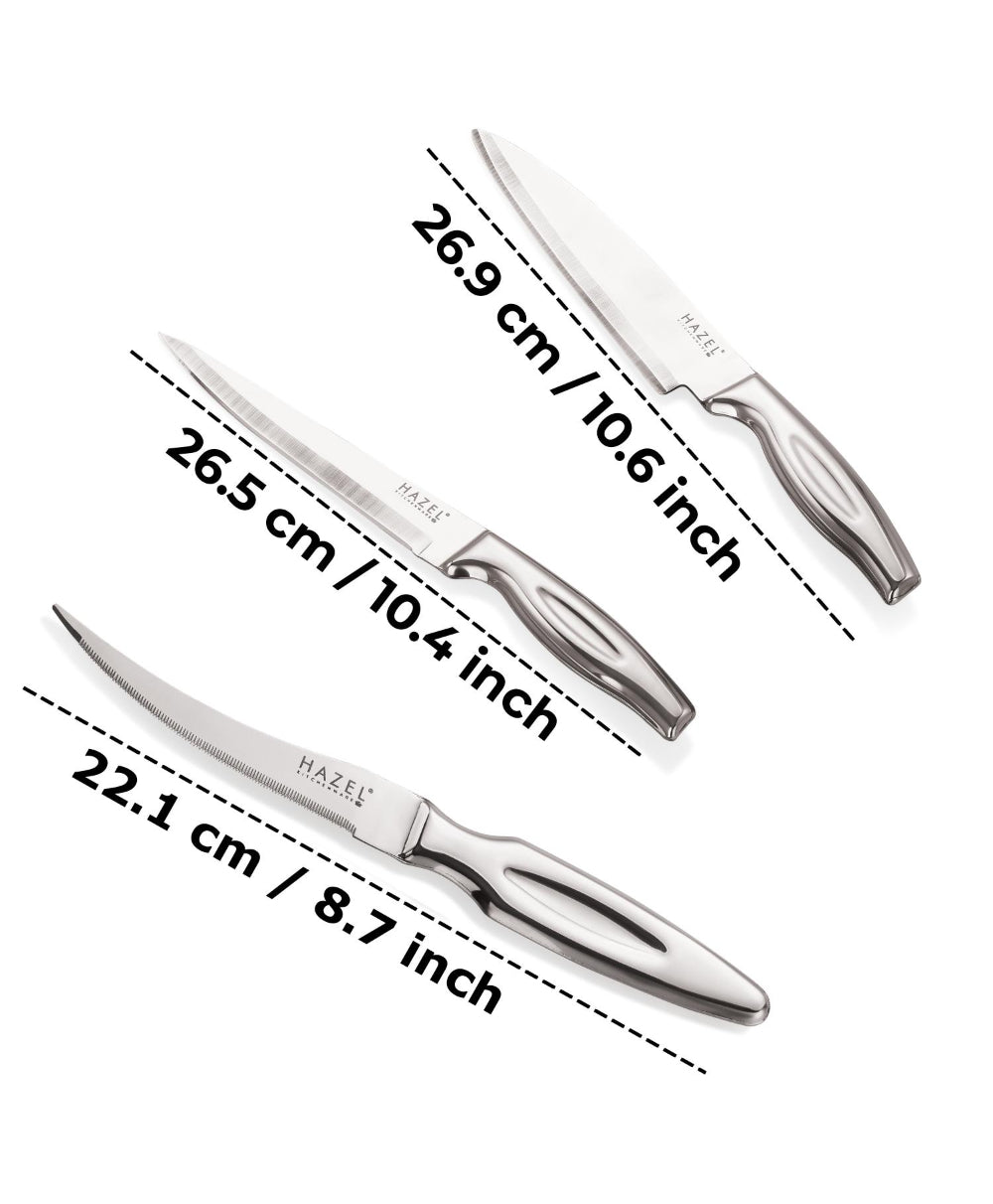 Stainless Steel Kitchen Knife Set of 4 with Chopping Board