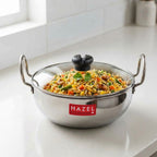 4mm Aluminium Kadai With Glass Lid, 3500 ML, 24.5cm