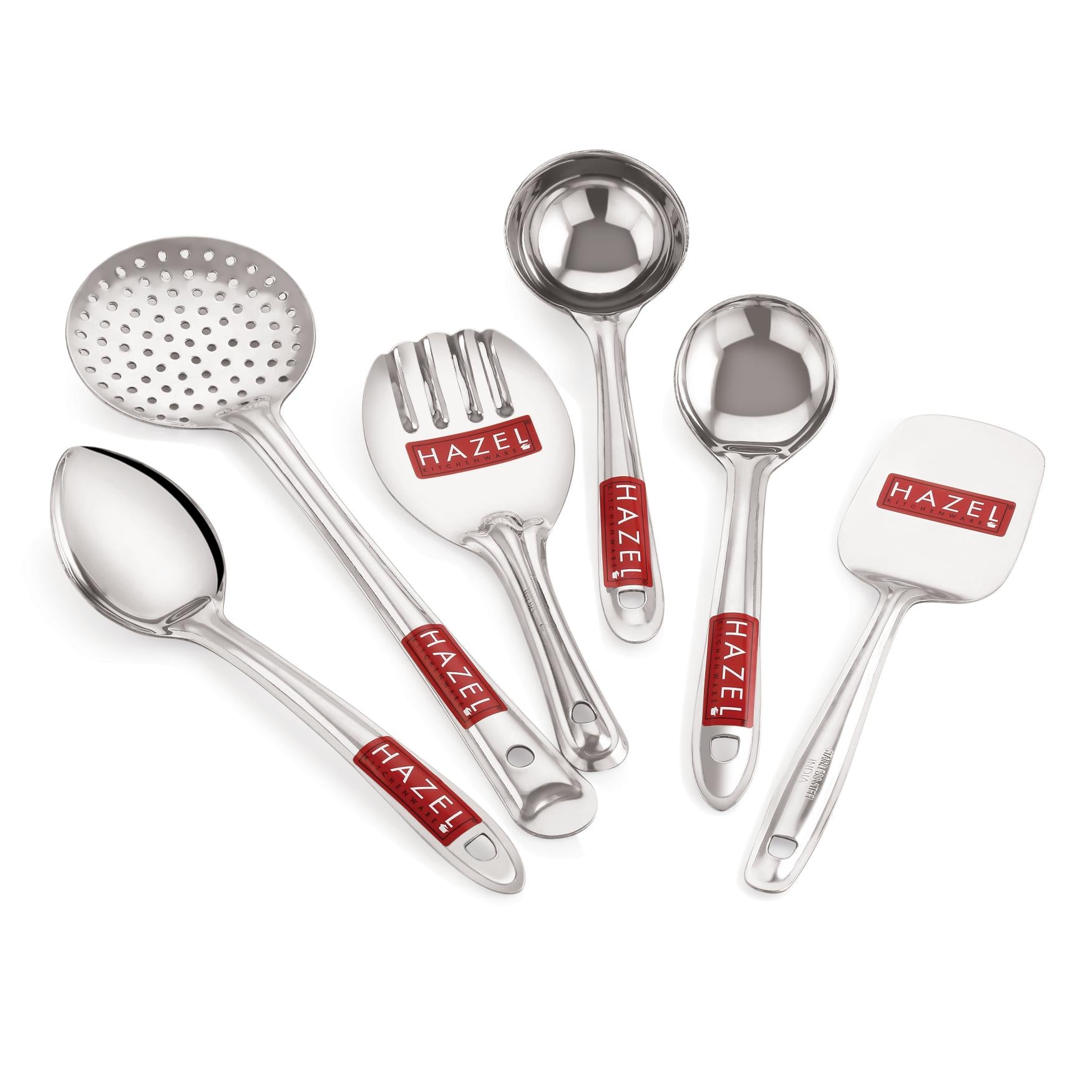 Stainless Steel Kitchen Spoon Set of 6, Ladle & Cooking Tools