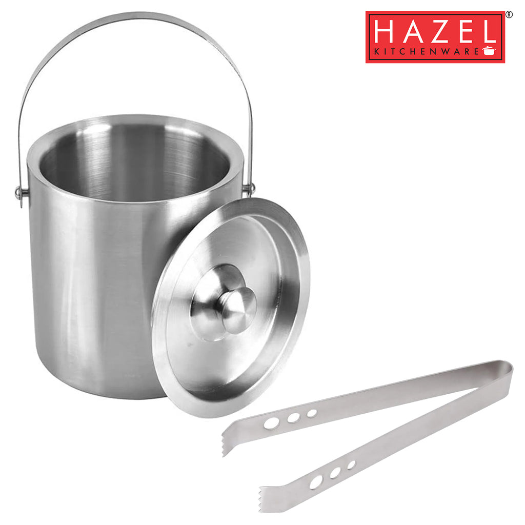 Small Ice Bucket with 3-Hole Tong, Set of 2, Compact Ice Server