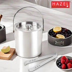 Small Ice Bucket with 3-Hole Tong, Set of 2, Compact Ice Server