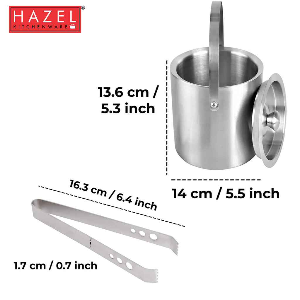 Small Ice Bucket with 3-Hole Tong, Set of 2, Compact Ice Server