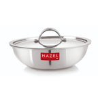 Triply Stainless Steel Induction Tasla with Steel Lid – 5 L, 32.1 cm