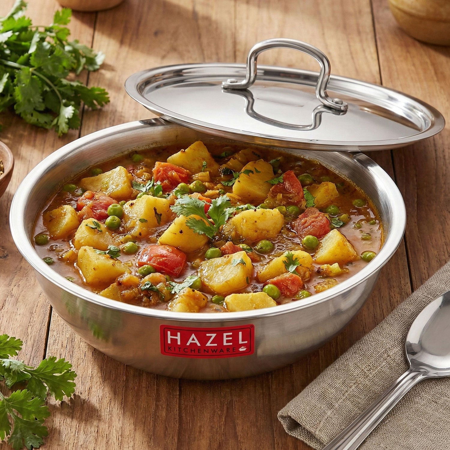 Triply Stainless Steel Tasla with Lid, Induction Base Cookware