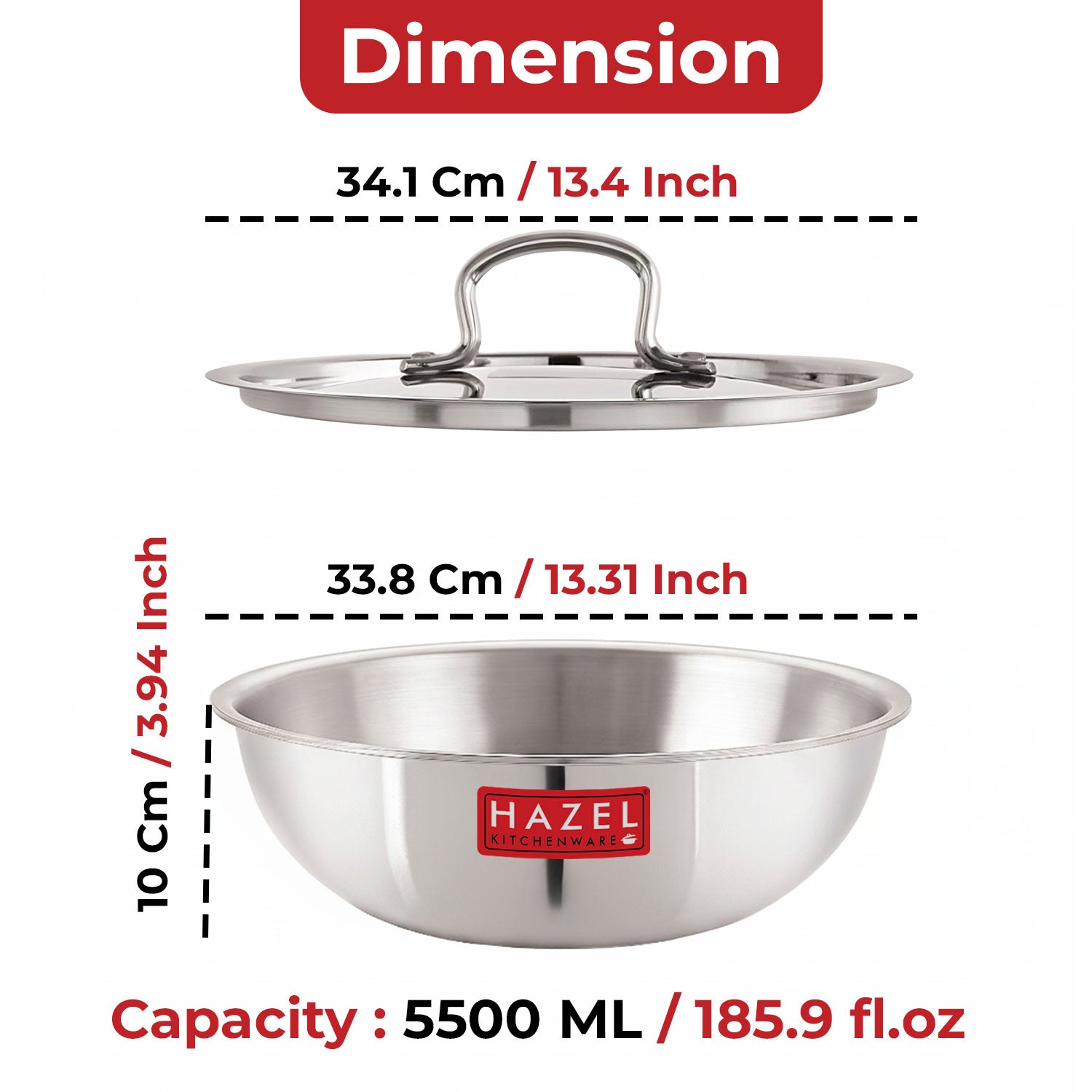 Triply Stainless Steel Tasla with Lid, Induction Base Cookware
