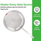 Triply Stainless Steel Induction Bottom Fry Pan With Steel Lid, 3800 ml, 34 cm