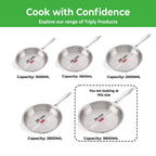 Triply Stainless Steel Induction Bottom Fry Pan With Steel Lid, 3800 ml, 34 cm