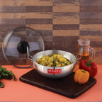4mm Aluminium Kadhai with Glass Lid, Deep Fry Kadai, 2300ml