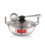4mm Aluminium Kadhai with Glass Lid, Deep Fry Kadai, 2300ml