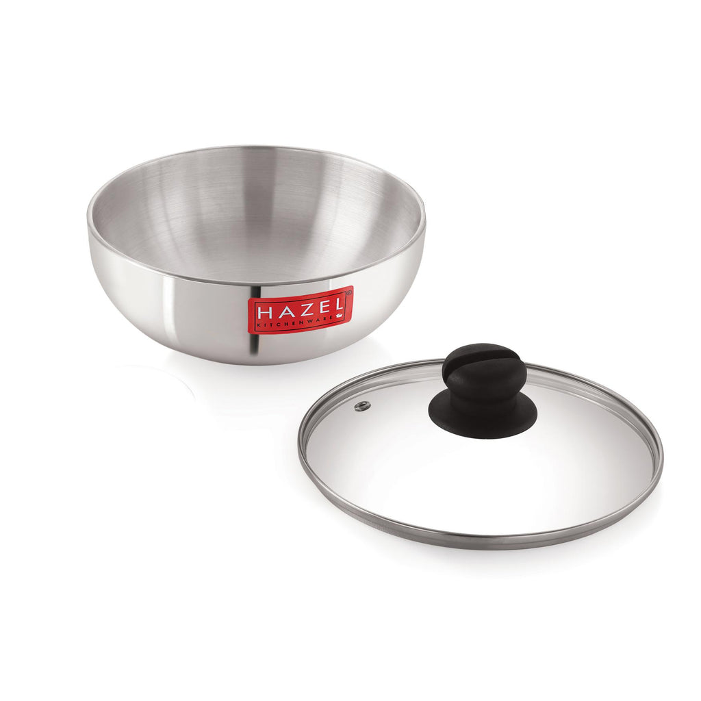 Aluminium Tasra Tasla Cookware with Glass Cover Lid, 2300 ml