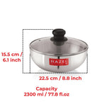Aluminium Tasra Tasla Cookware with Glass Cover Lid, 2300 ml
