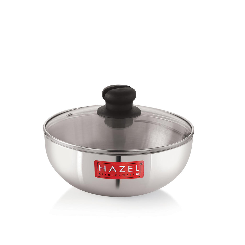 Aluminium Tasra Tasla Cookware with Glass Cover Lid, 2300 ml