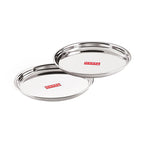 Stainless Steel Dinner Lunch Plate Bhojan Thali, Dia 26.5 cm, Small, Set of 2