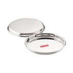 Stainless Steel Dinner Lunch Plate Bhojan Thali, Dia 26.5 cm, Small, Set of 2