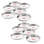 Stainless Steel Dinner Lunch Plate Bhojan Thali, Dia 26.5 cm, Small, Set of 12