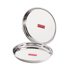 Stainless Steel Dinner Lunch Plate Bhojan Thali, Dia 29 cm, Medium, Set of 2