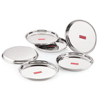 Stainless Steel Dinner Lunch Plate Bhojan Thali, Dia 26.5 cm, Small, Set of 6