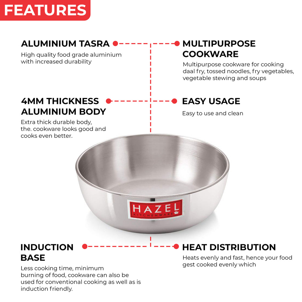 Aluminium Induction Tasra with Lid, 3100 ml, 24.5 cm