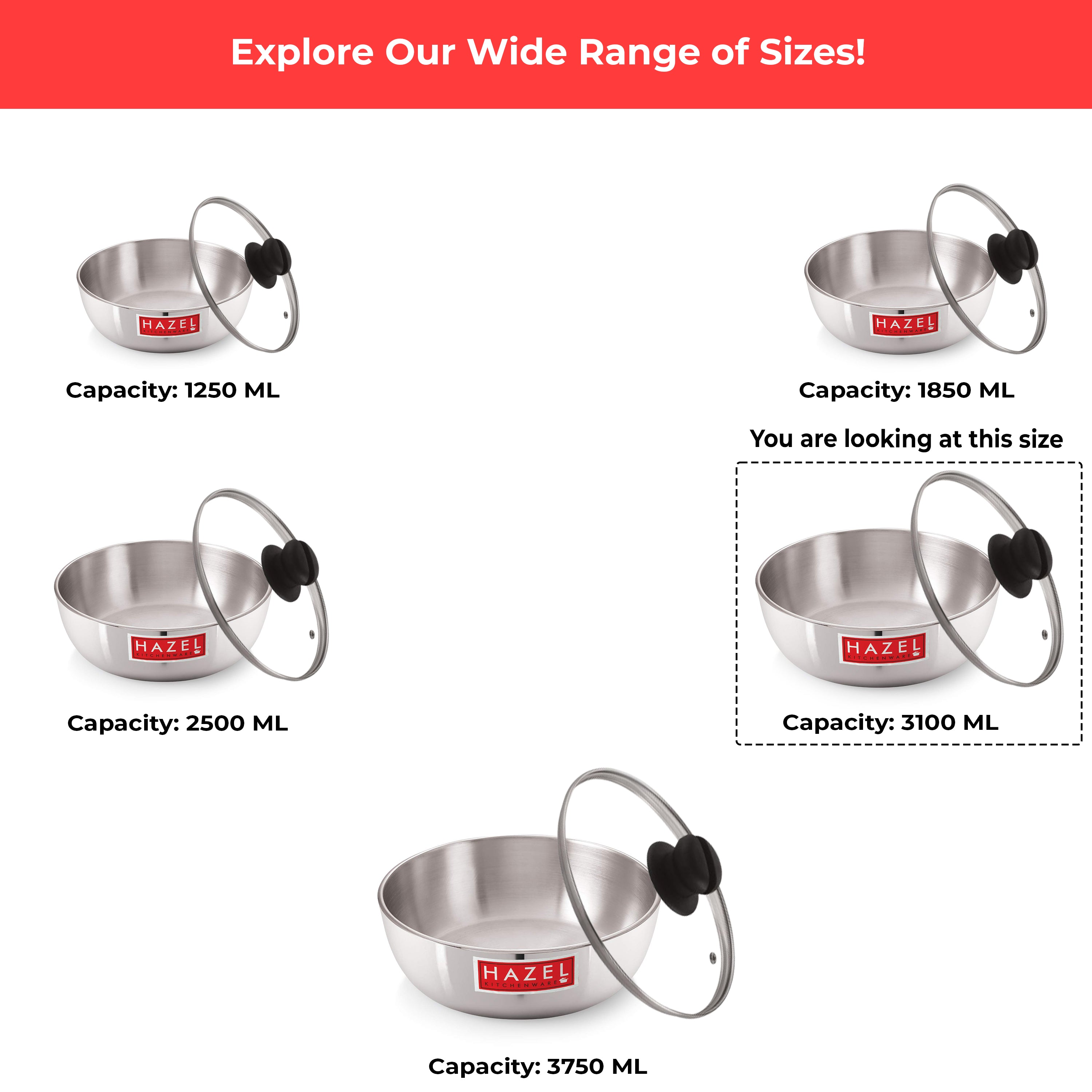 Aluminium Induction Tasra with Lid, 3100 ml, 24.5 cm