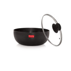 Hard Anodised Tasra Deep Pot, 2500 ml with Lid |Induction & Gas Compatible