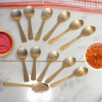 Brass Masala Spoon Set of 6, Mini Tea Spoons for Spice Jars & Containers