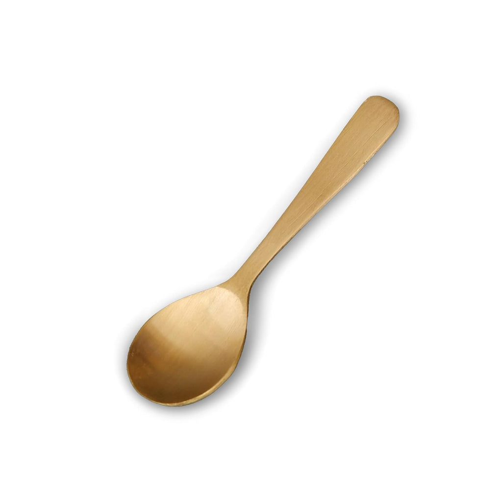 Brass Masala Spoon Set of 6, Mini Tea Spoons for Spice Jars & Containers