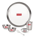 Steel Dinner Set of 6, Plate, Glass, 2 Bowls, Spoon, Dessert Plate