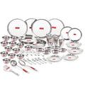Stainless Steel Dinner Set of 51 Pieces (6 Plate, 6 Glass, 12 Bowl, 6 Spoon Set, 6 Dessert Plate, 3 pcs Serving Spoon, 6 pcs Quarter Plate, 6 pcs Fork)