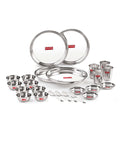 Stainless Steel Dinner Set Of 24, (4 Steel Plate, 4 Steel Glass, 8 Bowl, 4 Dessert Plate, 4 Spoon Set)
