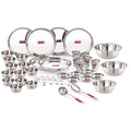Stainless Steel 41 Pieces Dinner Set (3 pcs Mixing Bowl, 2 pcs Serving Spoon, 6 Plate, 6 Glass, 12 Bowl, 6 Spoon Set, 6 Dessert Plate)