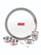 Stainless Steel 41 Pieces Dinner Set (3 pcs Mixing Bowl, 2 pcs Serving Spoon, 6 Plate, 6 Glass, 12 Bowl, 6 Spoon Set, 6 Dessert Plate)