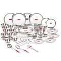 Stainless Steel 51 Pieces Dinner Set (6 Plate, 6 Glass, 12 Bowl, 6 Spoon Set, 6 Dessert Plate, 3 pcs Serving Spoon, 6 pcs Quarter Plate, 6 pcs Fork)