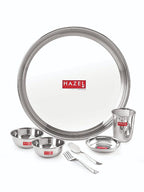 Stainless Steel 51 Pieces Dinner Set (6 Plate, 6 Glass, 12 Bowl, 6 Spoon Set, 6 Dessert Plate, 3 pcs Serving Spoon, 6 pcs Quarter Plate, 6 pcs Fork)
