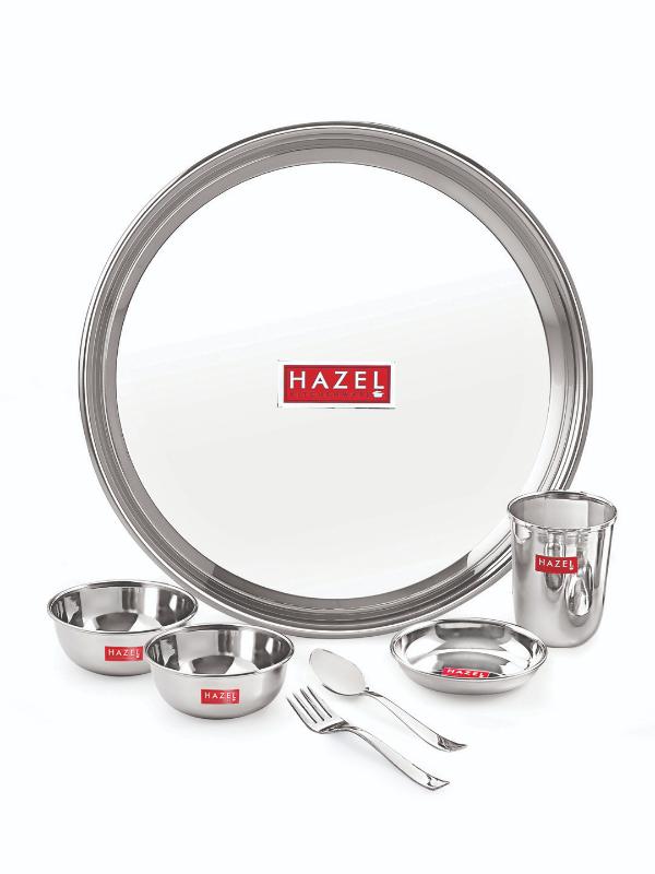 Stainless Steel 51 Pieces Dinner Set (6 Plate, 6 Glass, 12 Bowl, 6 Spoon Set, 6 Dessert Plate, 3 pcs Serving Spoon, 6 pcs Quarter Plate, 6 pcs Fork)