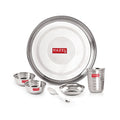 Stainless Steel Dinner Set, Thali, Bowls, Spoon, Glass, Dessert Plate, Set of 6
