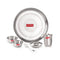 Stainless Steel Dinner Set, Thali, Bowls, Spoon, Glass, Dessert Plate, Set of 6