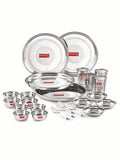 Stainless Steel Dinner Set 24 Pcs, Plates, Bowls, Spoons & Glasses