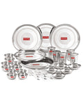 Stainless Steel Dinner Set 30 Pcs, Thali Set with Plates, Bowls & Glasses