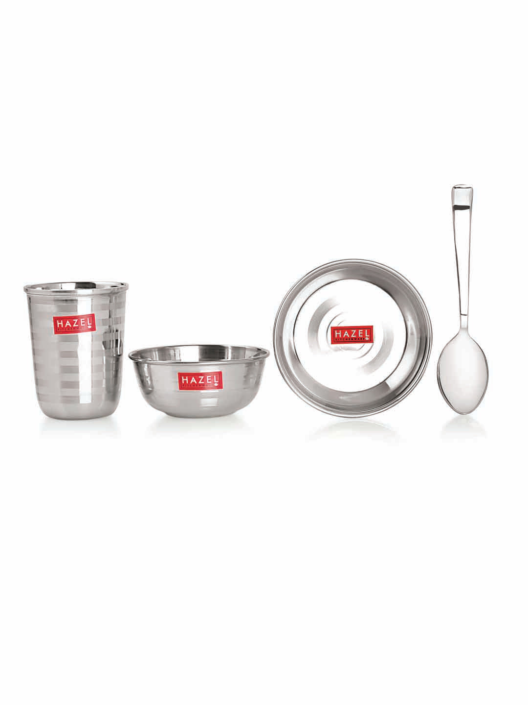 Stainless Steel Dinner Set 30 Pcs, Thali Set with Plates, Bowls & Glasses