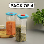 Airtight Food Storage Containers Set of 4, Plastic Kitchen Jar 1600 ml, Blue