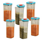 Airtight Food Storage Containers Set of 6, Plastic Kitchen Jar 1600 ml, Blue