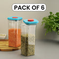 Airtight Food Storage Containers Set of 6, Plastic Kitchen Jar 1600 ml, Blue