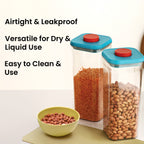Airtight Food Storage Containers Set of 6, Plastic Kitchen Jar 1600 ml, Blue